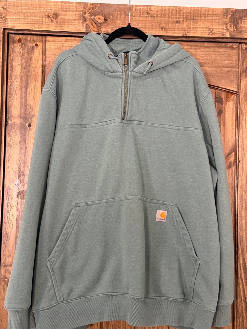 Carhartt Sage Green Half-Zip Hooded Pullover